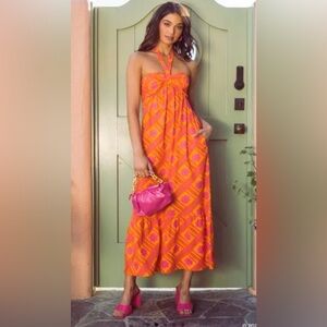 Show Me Your MuMu Orange and Pink Maxi Dress